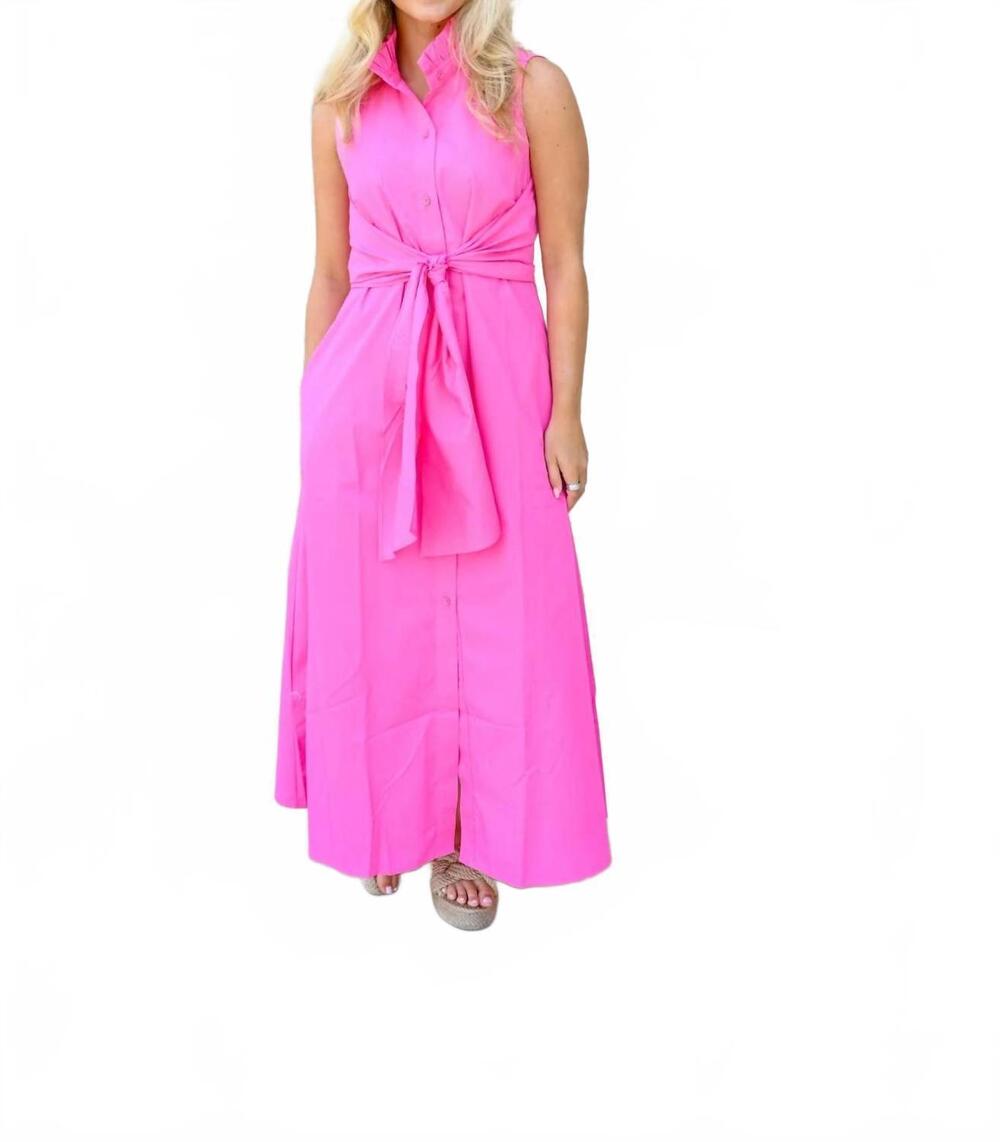NEW JOY JOY sleeveless wrap midi dress in hot pink